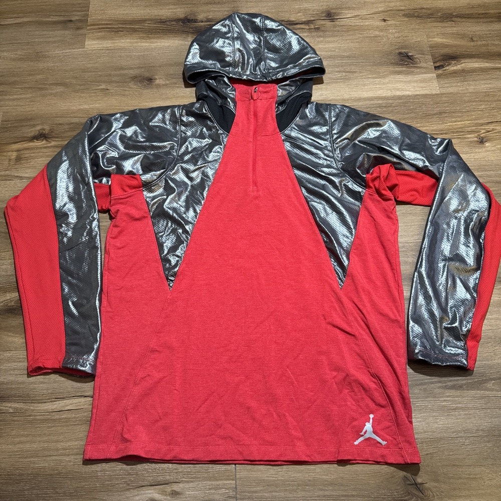 Nike Air JORDAN Training‎ Fitted shield XL Red Gray Hoodie Dry Fit